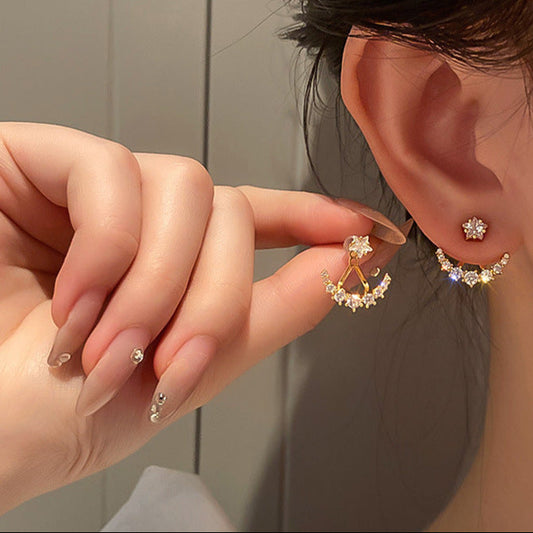 Diamond Star And Moon Earring